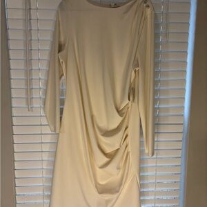 Express Cream Long Sleeve Dress